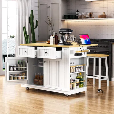 Streamdale Furniture Streamdale Rolling Kitchen Island Cart With Drop Leaf & Storage