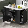 Streamdale Furniture Streamdale Rolling Kitchen Island W/ Storage, Tilt Trash, Drop Leaf - Black