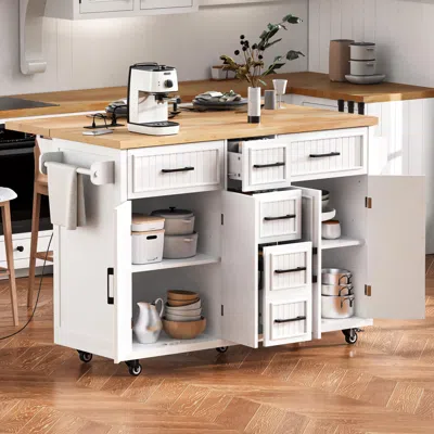 Streamdale Furniture Streamdale Rolling Kitchen Island With Drop Leaf & Storage