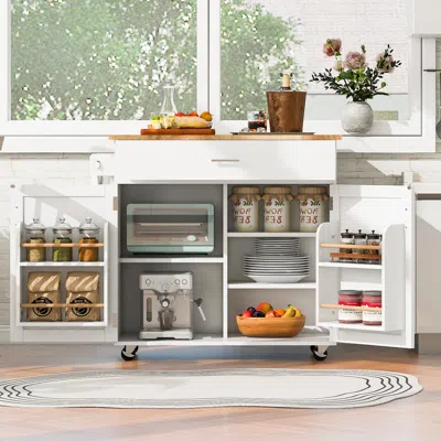 Streamdale Furniture Streamdale Rolling Kitchen Island With Storage And Adjustable Shelf