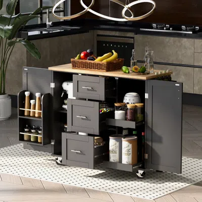 Streamdale Furniture Streamdale Rolling Kitchen Island With Storage And Spice Rack