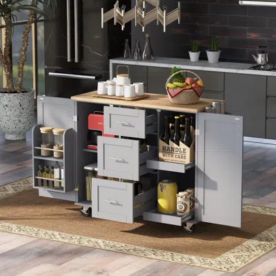 Streamdale Furniture Streamdale Rolling Kitchen Island With Storage And Spice Rack