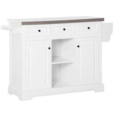 Streamdale Furniture Streamdale Rolling Kitchen Island With Storage, Kitchen Cart With Stainless Steel Top, Spice Rack &