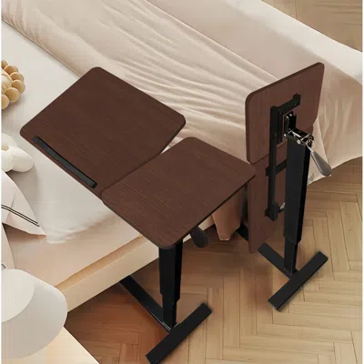 Streamdale Furniture Streamdale Rolling Overbed Table - Height Adjustable, Walnut