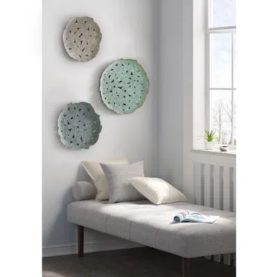 Streamdale Furniture Streamdale Rossi Textured Feather 3-piece Metal Disc Wall Decor Set