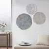 Streamdale Furniture Streamdale Rossi Textured Feather 3-piece Metal Disc Wall Decor Set