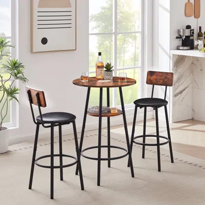 Streamdale Furniture Streamdale Round Barstool Set With Shelf