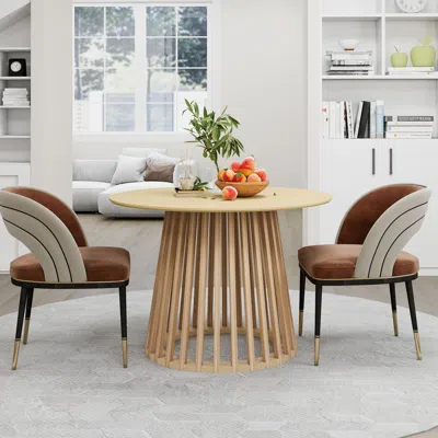 Streamdale Furniture Streamdale Round Coffee Table, Grille Molding, Suitable For Bedroom, Living Room, Balcony