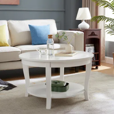 Streamdale Furniture Streamdale Round Coffee Table With Shelf