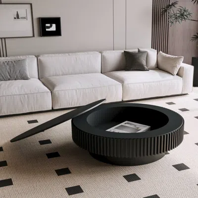Streamdale Furniture Streamdale Round Coffee Table With Storage - Black