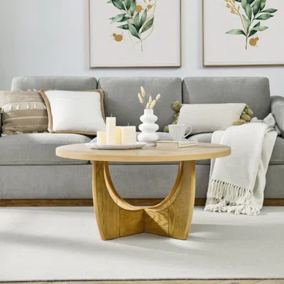 Streamdale Furniture Streamdale Round Coffee Table, Wooden Coffee Table For Living Room
