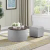 Streamdale Furniture Streamdale Round Ottoman Set With Storage & Coffee Table - 2 In 1 Function