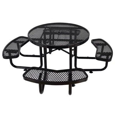 Streamdale Furniture Streamdale Round Outdoor Steel Picnic Table 46", With Umbrella Pole