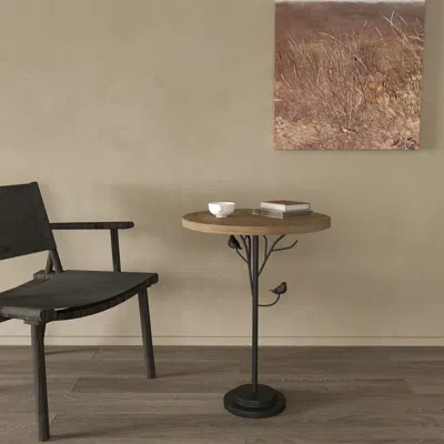 Streamdale Furniture Streamdale Round Side Table For Small Spaces, Metal Leg