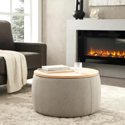 Streamdale Furniture Streamdale Round Storage Ottoman In Gray