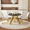 Streamdale Furniture Streamdale Round Table & 4 Chairs: Sintered Stone Top, Gold Legs
