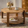 Streamdale Furniture Streamdale Round Wood Coffee Table - 2 Tier, Mid Century Modern