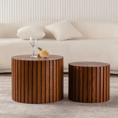 Streamdale Furniture Streamdale Round Wood Coffee Table - Small Space, No Assembly