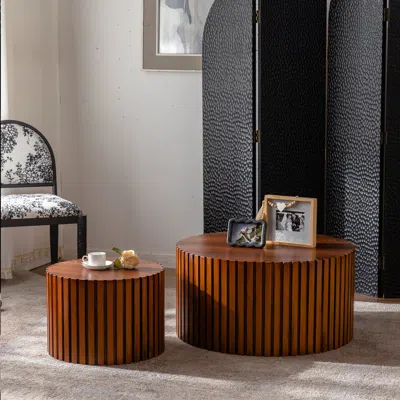 Streamdale Furniture Streamdale Round Wood Coffee Table - Small Space, No Assembly