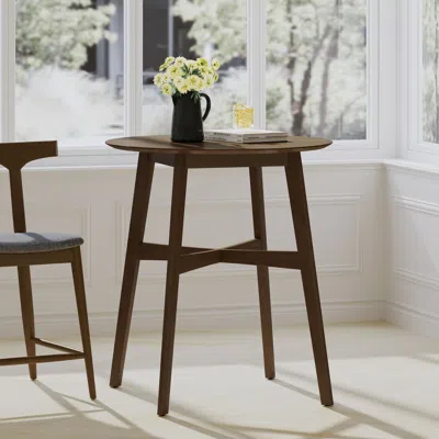 Streamdale Furniture Streamdale Round Wood Dining Table, Brown, 35.4