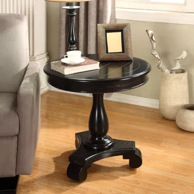 Streamdale Furniture Streamdale Round Wood Pedestal Side Table In Black