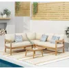 Streamdale Furniture Streamdale Rounded Tuxedo Brooklyn Sofa Set In Teak With Beige Cushions