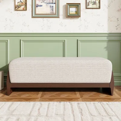 Streamdale Furniture Streamdale Rubber Solid Wood Bench With Thick Soft Cushions Can Accommodate Three People