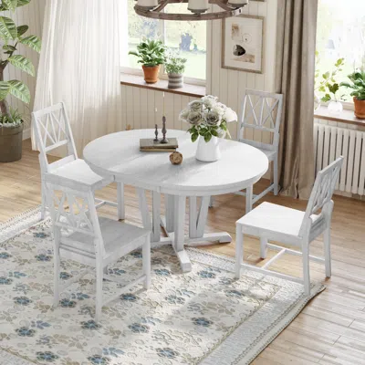 Streamdale Furniture Streamdale Rustic 5-piece Dining Set With Extendable Table & Cross Back Chairs