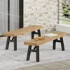 Streamdale Furniture Streamdale Rustic Acacia Wood Bench Set With Slat Design And Two-toned Finish