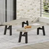 Streamdale Furniture Streamdale Rustic Acacia Wood Bench Set With Slat Design And Two-toned Finish