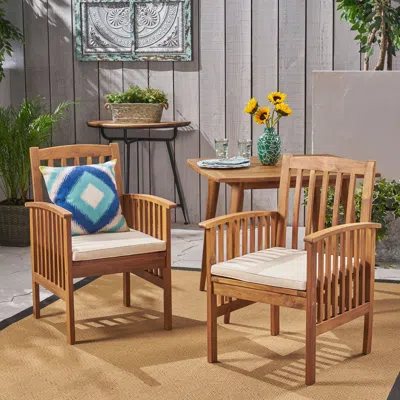 Streamdale Furniture Streamdale Rustic Acacia Wood Dining Chairs With Water-resistant Cushions