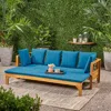 Streamdale Furniture Streamdale Rustic Acacia Wood Expandable Daybed With Water-resistant Cushions