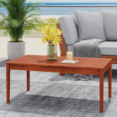 Streamdale Furniture Streamdale Rustic Acacia Wood Outdoor Coffee Table In Brown