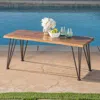 Streamdale Furniture Streamdale Rustic Acacia Wood Outdoor Coffee Table With Durable Iron Legs