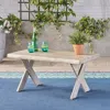 Streamdale Furniture Streamdale Rustic Acacia Wood Outdoor Coffee Table With Sandblast Finish And Cross Base