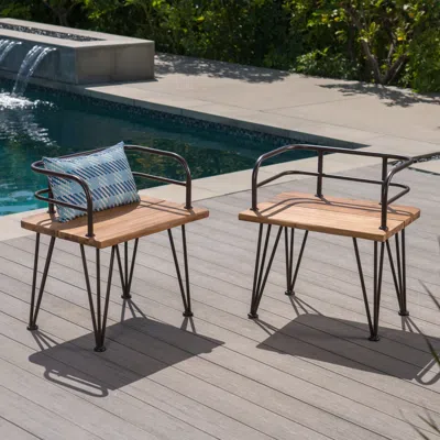 Streamdale Furniture Streamdale Rustic Acacia Wood Patio Chair Set (set Of 2)