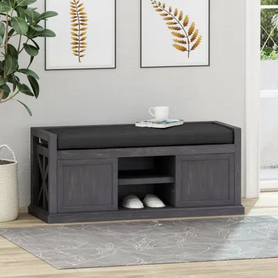 Streamdale Furniture Streamdale Rustic Accent Bench With Storage And Water-resistant Cushions