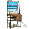 Streamdale Furniture Streamdale Rustic Baker's Rack With Power Outlet And Led Lights