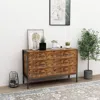 Streamdale Furniture Streamdale Rustic Brown 6 Drawer Double Dresser With Steel Frame