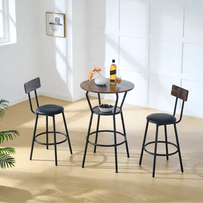 Streamdale Furniture Streamdale Rustic Brown Bar Table Set With Upholstered Stool