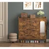 Streamdale Furniture Streamdale Rustic Brown Narrow Shoe Cabinet With Flip Drawers