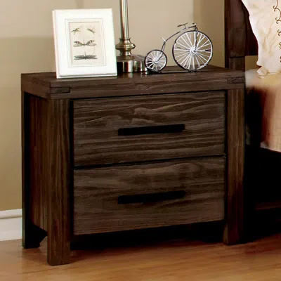 Streamdale Furniture Streamdale Rustic Brown Nightstand With 2 Drawers