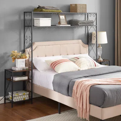 Streamdale Furniture Streamdale Rustic Brown Queen Bed Frame With Storage Headboard