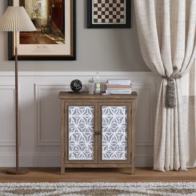 Streamdale Furniture Streamdale Rustic Brown Wood Storage Cabinet - 31.89" Wide