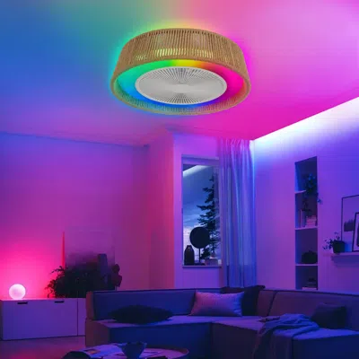 Streamdale Furniture Streamdale Rustic Ceiling Fan With Rgb Lighting & Rope Design