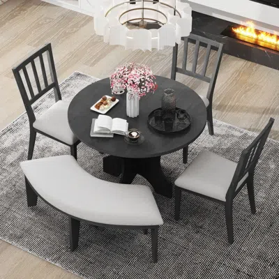 Streamdale Furniture Streamdale Rustic Charm 5-piece Dining Set With Bench (natural) In Black