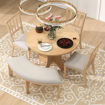 Streamdale Furniture Streamdale Rustic Charm 5-piece Dining Set With Bench (natural) In Brown