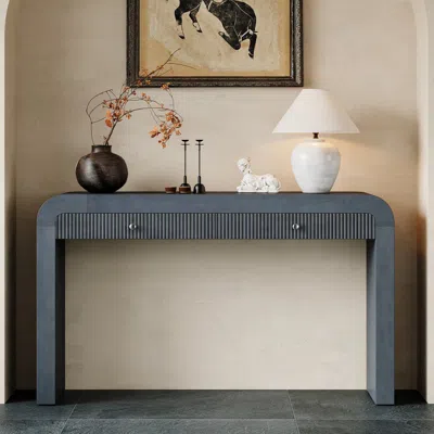 Streamdale Furniture Streamdale Rustic Console Table, Fluted Drawer, Curved Corners