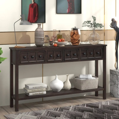 Streamdale Furniture Streamdale Rustic Entryway Console Table In Brown