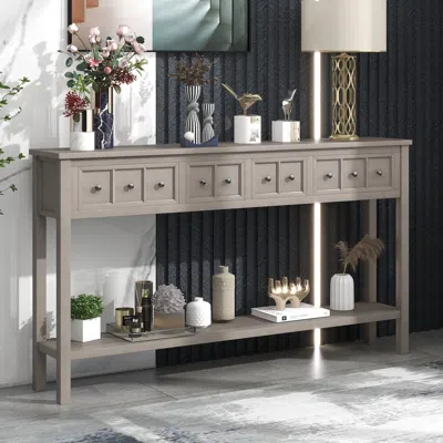 Streamdale Furniture Streamdale Rustic Entryway Console Table In Brown